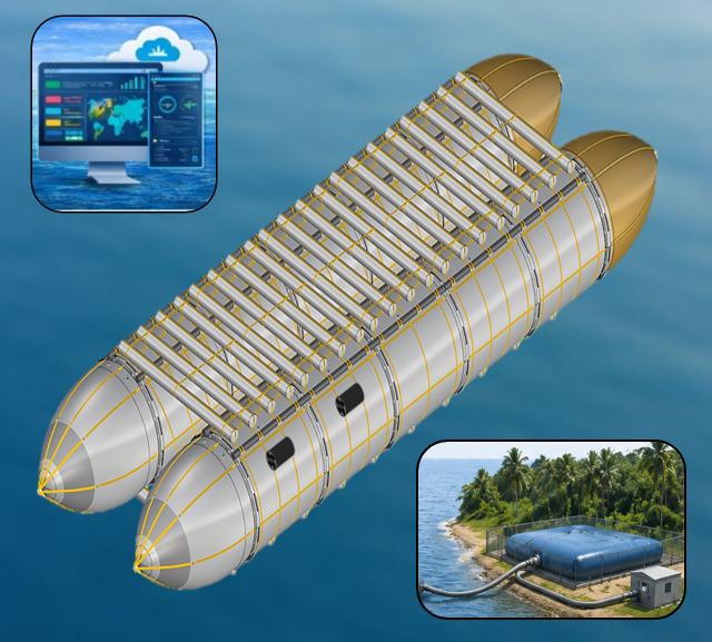 Illustrative configuration of the AquaLogic catamaran platform on the water